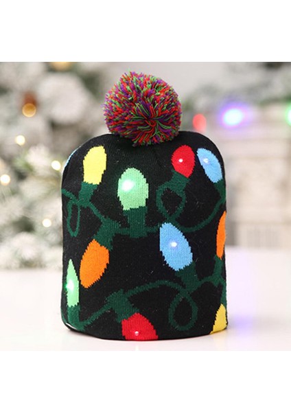 Moda LED Parlayan Noel Şapka Renkli Noel Örme Şapka D (Yurt Dışından) modelleri