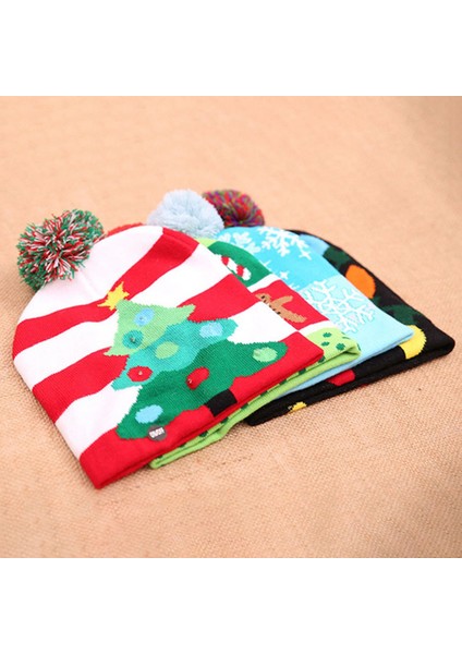 Moda LED Parlayan Noel Şapka Renkli Noel Örme Şapka D (Yurt Dışından) fırsatları