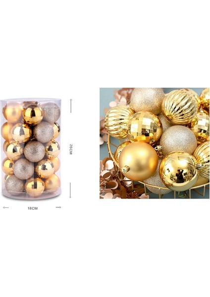 34 Adet Yılbaşı Ağacı Top Setleri 6cm Noel Süslemeleri (Altın) (Yurt Dışından) fiyatları
