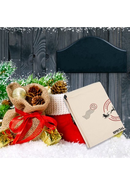 1 Adet Hediye Çantası Noel Kanvas Noel Baba Çuval, Dört Elks (Gösterildiği Gibi) (Yurt Dışından)