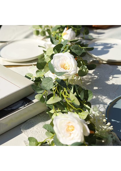 2'li Paket Okaliptüs Çelenk, Şampanya Gülü, Ipek Çiçek Sarmaşıklar(C) (Yurt Dışından) modelleri