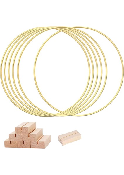 Adet 12 Inç Büyük Metal Çiçekli Halka, 6 Adet Ahşap Tutuculu Stand (Yurt Dışından)