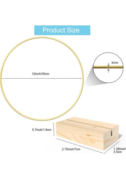 Adet 12 Inç Büyük Metal Çiçekli Halka, 6 Adet Ahşap Tutuculu Stand (Yurt Dışından) fiyatları