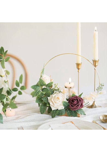 Adet 12 Inç Büyük Metal Çiçekli Halka, 6 Adet Ahşap Tutuculu Stand (Yurt Dışından) modelleri