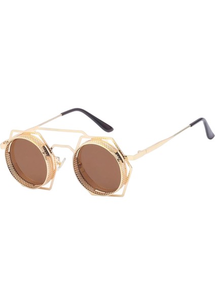 Retro Steampunk Güneş Güğü Metal Çerçeve Yuvarlak Erkekler Kadınlar Için (Yurt Dışından)