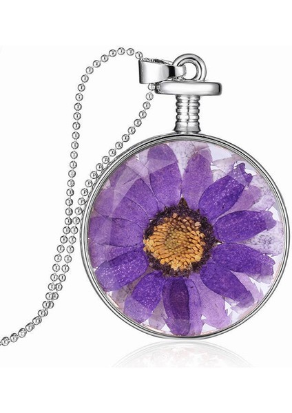 Yuvarlak Cam Gün Sıcak Papatya Kurutulmuş Çiçek Eau De Parfum Kolye (Yurt Dışından)