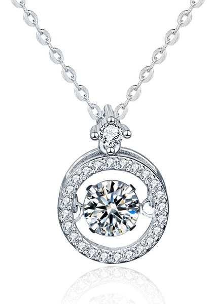 S925 Gümüş Bayan Kolye Kalp Atışı (Yurt Dışından)