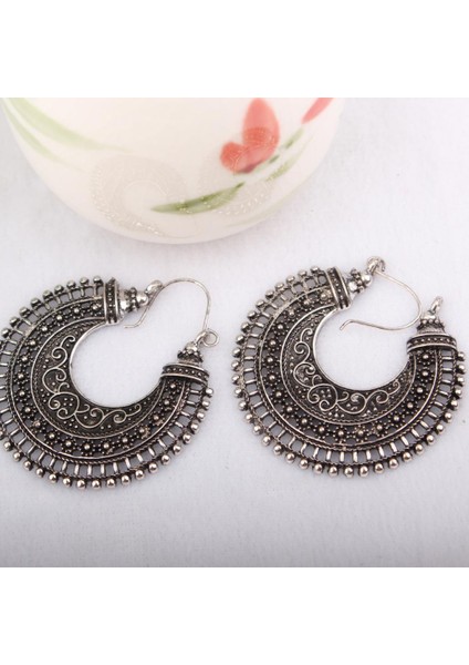 Popüler Retro Vintage Hollow Yarı Çember Küpe Takı (Yurt Dışından)