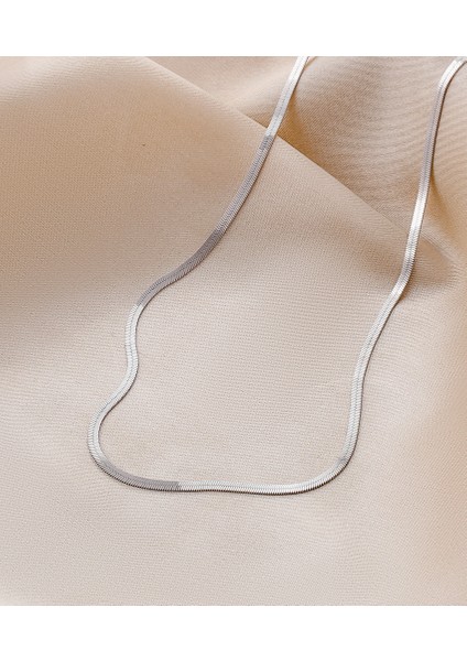 S925 Gümüş Yassı Yılan Kemik Kolye (Yurt Dışından) modelleri