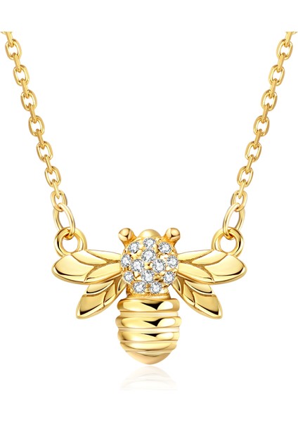 Küçük Arı S925 Gümüş Altın Kaplama Kolye (Yurt Dışından)