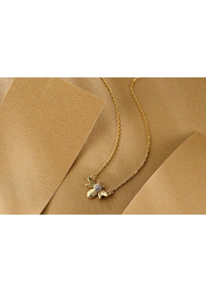 Küçük Arı S925 Gümüş Altın Kaplama Kolye (Yurt Dışından) modelleri