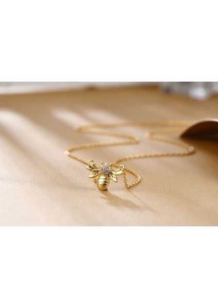 Küçük Arı S925 Gümüş Altın Kaplama Kolye (Yurt Dışından) fırsatları