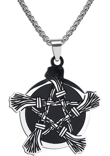 Daire Kolye Pentagram Süpürge Atlama Zinciri (Yurt Dışından)