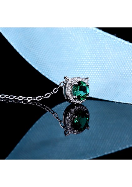 S925 Gümüş Zümrüt Taşlı Kolye (Yurt Dışından) modelleri