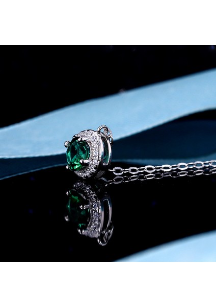 S925 Gümüş Zümrüt Taşlı Kolye (Yurt Dışından) fırsatları