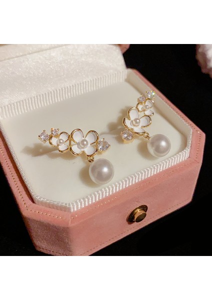 Yüz Çiçek Inci Küpeler, Moda Tatlı Küpeler (Yurt Dışından)