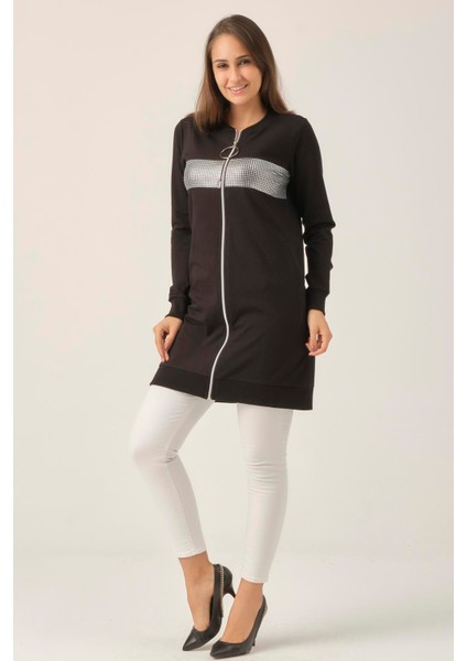 Kadın Siyah Fermuarlı Kadın Sweatshirt DM60199 modelleri