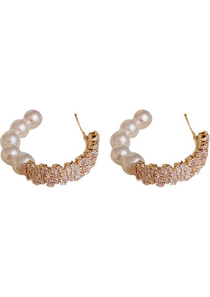 Fransız Zirkonyum Inci Küpeler, Narin Sade Küpeler (Yurt Dışından)