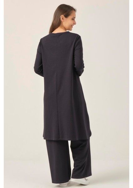 Kadın Lacivert Baskılı Tunik Pantolon İkili Takım DM51021 indirimleri