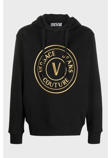 Versace Jeans Couture Pamuklu Loose Fit Kapüşonlu Sweat Erkek Sweat 74GAIT05 CF01T G89