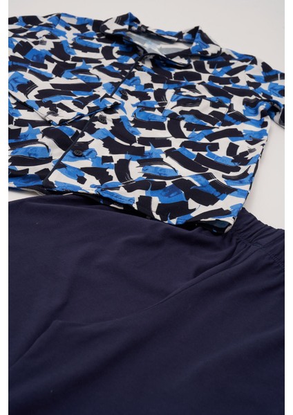 3'lü Ara Biyeli Tshirt Pantolon Lacivert Pijama Takımı fırsatları