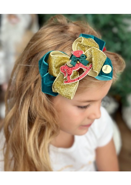 Yılbaşı Özel Tasarım Lüks Simli Sallanan At Atlıkarınca Süslü Kadife Kadın Çocuk Tacı Parti Taç