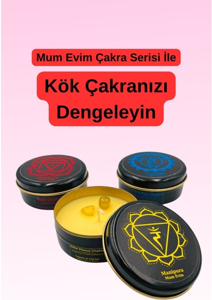 Kök Çakra Tütsü ve Mum Meditasyon Seti: %100 El Yapımı ve Tütsü + Soya Mum