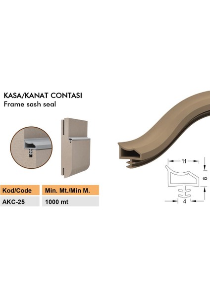 Ahşap Kapı Fitili Ahşap Kapı Contası Beyaz 25 Metre Ortadan Tırnaklı modelleri