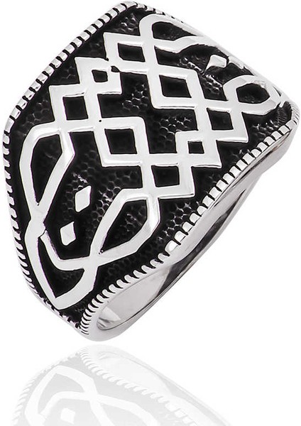 Gümüş Desenli Erkek Yüzük