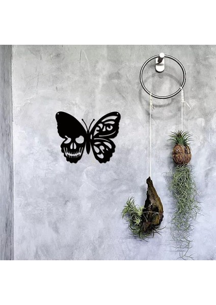 Kafatası Kelebek Metal Duvar Sanat Dekor Duvar Asılı Demir Duvar Burcu D (Yurt Dışından)