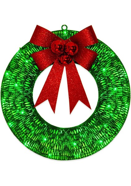 Önceden Aydınlatmalı Dış Mekan Noel Çelengi Dekoru, Yeşil Işıklı Noel Çelengi (Yurt Dışından)