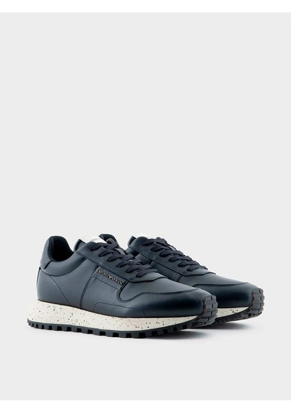 Erkek Marka Logolu Düz Taban Kaydırmaz Günlük Kullanım Lacivert Sneaker X4X639 XD382-00285