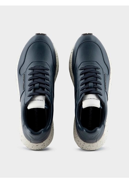 Erkek Marka Logolu Düz Taban Kaydırmaz Günlük Kullanım Lacivert Sneaker X4X639 XD382-00285