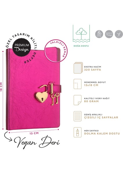 Hush Hush Metalik Kilitli Defter 13X18 cm Pembe fırsatları