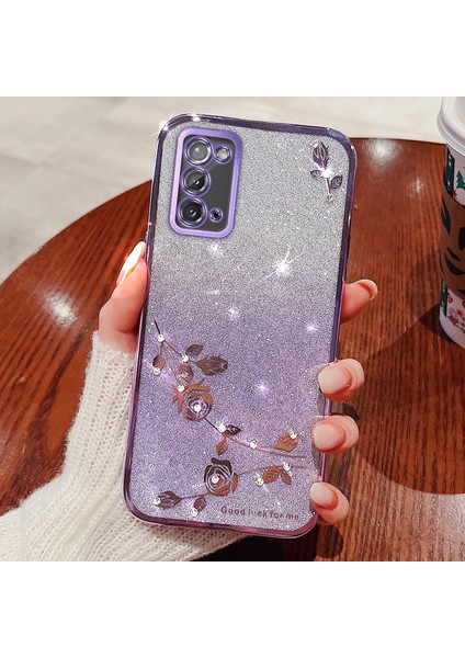 Samsung Galaxy S20 Rhinestone Glitter Telefon Kapağı Kayışla (Yurt Dışından)