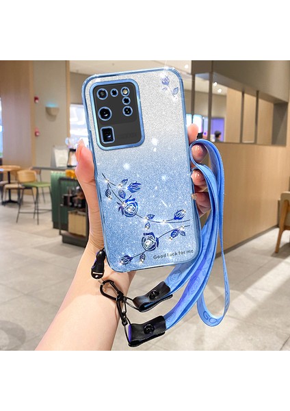 Samsung Galaxy S20 Ultra Glitter Tpu Telefon Kapağı Kayışla (Yurt Dışından)