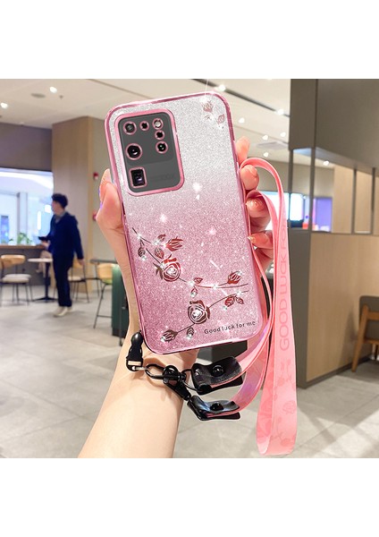Samsung Galaxy S20 Ultra Glitter Tpu Telefon Kapağı Kayışla (Yurt Dışından)