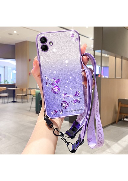 Samsung Galaxy M13 5g / A04 4g Çiçek Rhinestone Tpu Telefon Kapağı Kayış (Yurt Dışından)