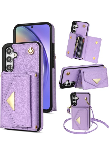Samsung Galaxy A54 5g Kart Tutucu Cep Telefonu Pu Deri+ Tpu Omuz Kayışı ile Kapak (Yurt Dışından)