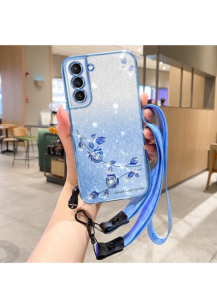 Samsung Galaxy S21 Fe 5g Rhinestone Çiçek Tpu Kapağı Kayışlı (Yurt Dışından)