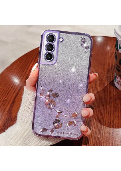Samsung Galaxy S21 Fe 5g Rhinestone Çiçek Tpu Kapağı Kayışlı (Yurt Dışından)