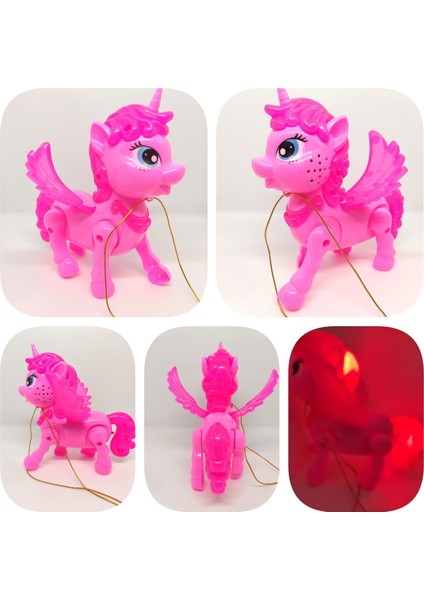 Unicorn Sesli Ipli Işıklı Yürüyen Unicorn Oyuncak 18CM