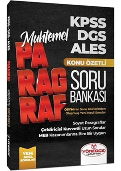 Kpss Dgs Ales Muhtemel Paragraf Konu Özetli Soru Bankası