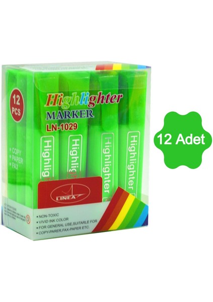 Fosforlu Kalem Neon LN-1029 Yeşil 12 Adet fiyatları