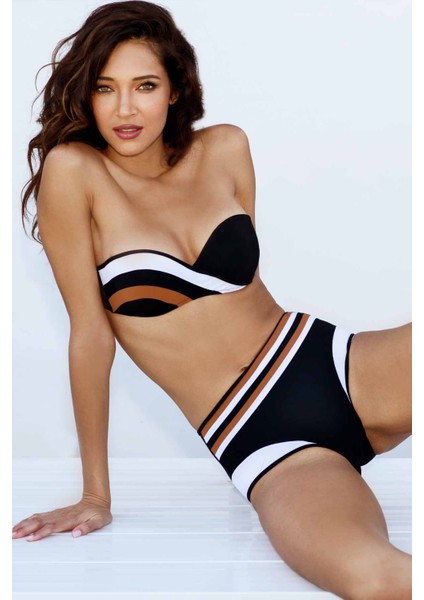 3425 Siyah Straplez Bikini Takımı