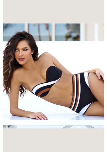 3425 Siyah Straplez Bikini Takımı