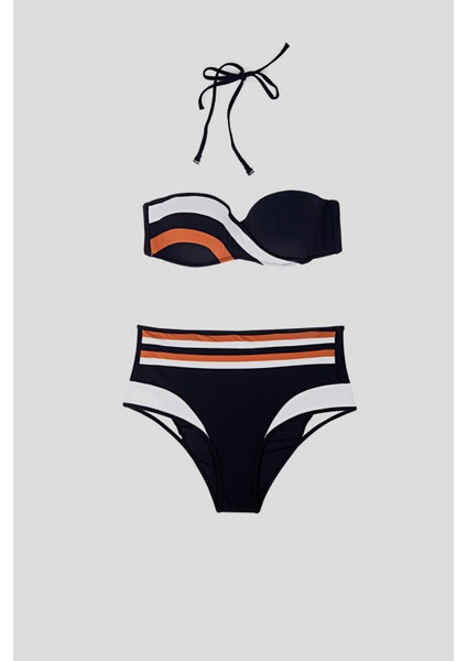3425 Siyah Straplez Bikini Takımı