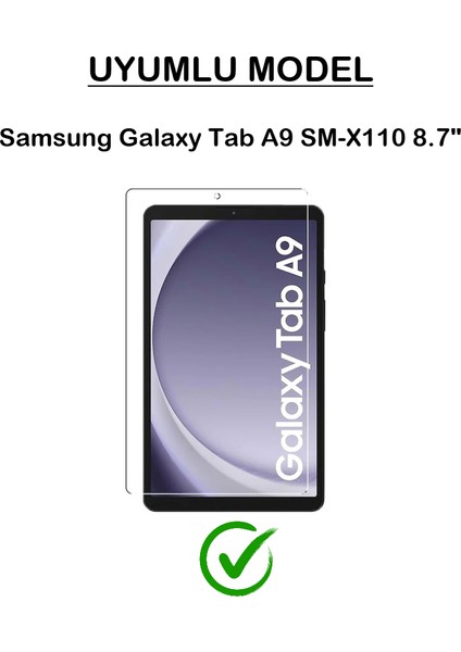 Samsung Galaxy Tab A9 SM-X110 8.7" Standlı Tablet Kılıfı + Kırılmaz Ekran Koruyucu+ Dokunmatik Kalem