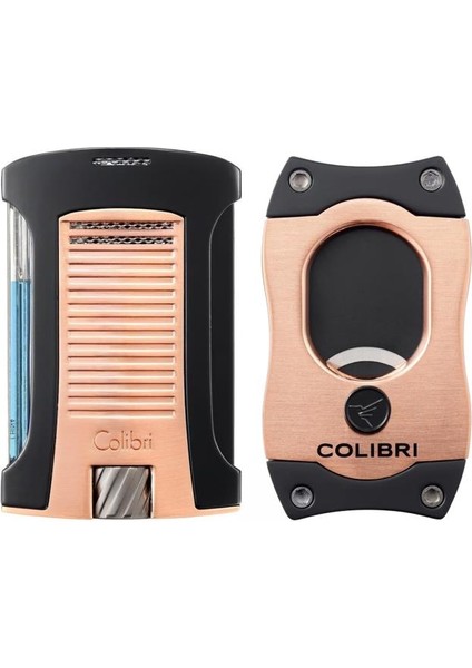 Daytona Rose Gold-Siyah 3 Torch Çakmak & Rose Gold S Cut Puro Seti