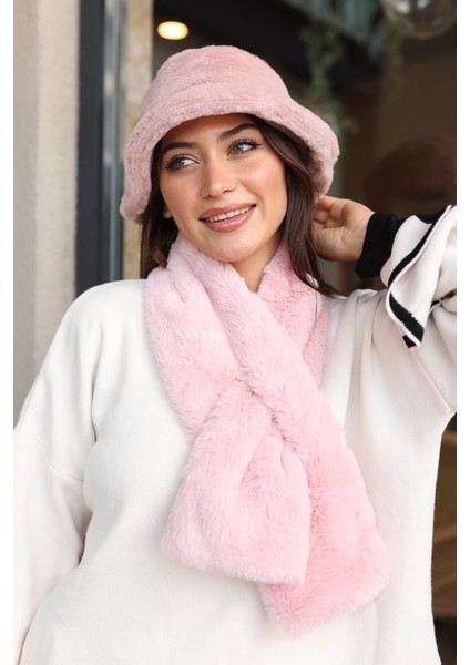Kadın Peluş Kaşkol Boyunluk Atkı Rkb-01 Pembe fiyatları